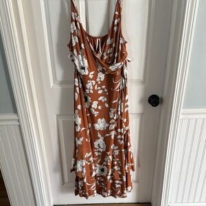 Floral Brown and White Women's Dress